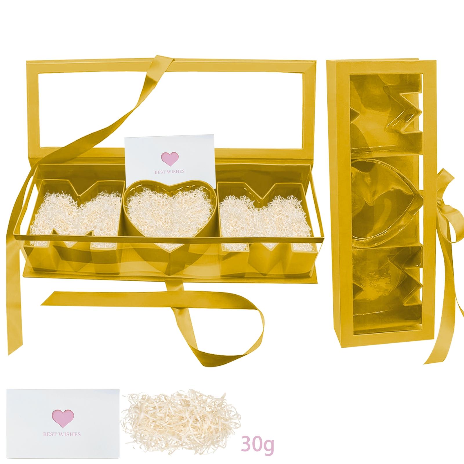 2 Pack Mother's Day Empty Flower Box Empty Gift Box Cardboard Letter Shaped Fillable Chocolate Strawberry Flower Gifts for Mother's Day