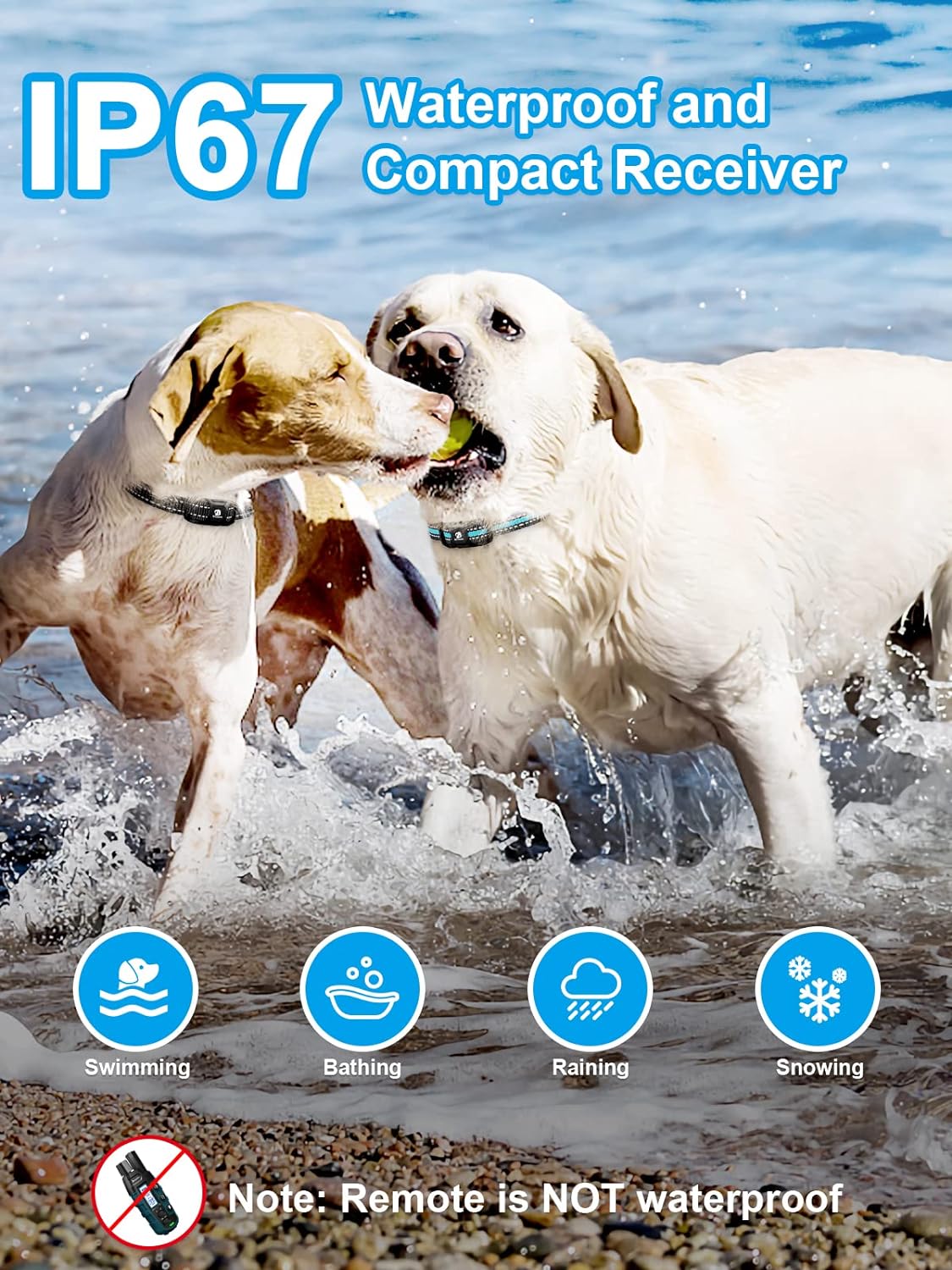 Electronic Dog Training Collar with Remote, Beep Vibration Safe Shock, 3300FT Control Range, Train 2 Dogs Simultaneously, Waterproof Receiver, Long Battery Life for Small to Large Dogs