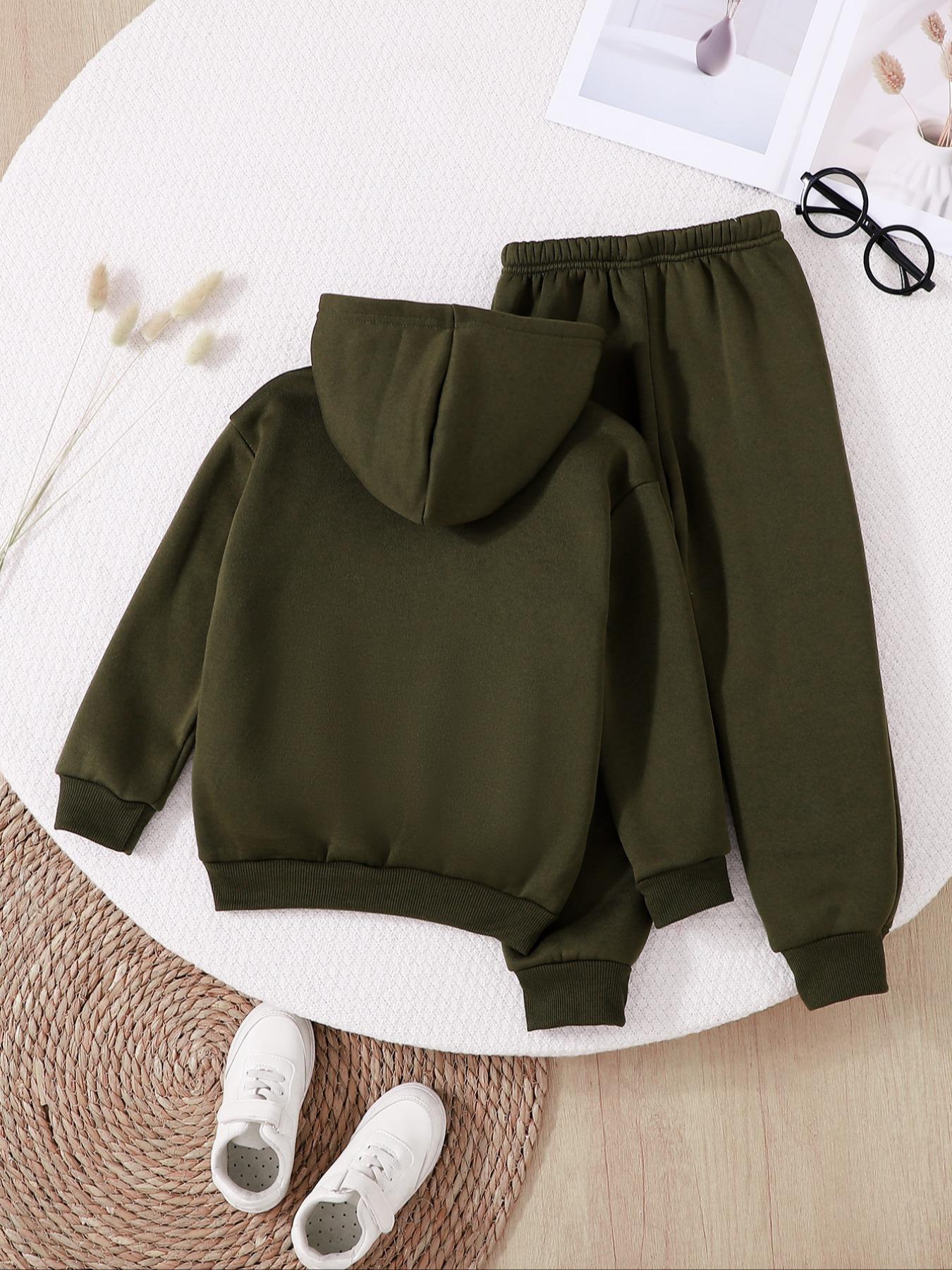 Boys' Fashionable Fall & Winter Hoodie Set, Sweatpants, Thick Casual Fitted Long Sleeve Top, Cute Print Pullover, Sweatshirts, Outdoor Essential, Hoodies