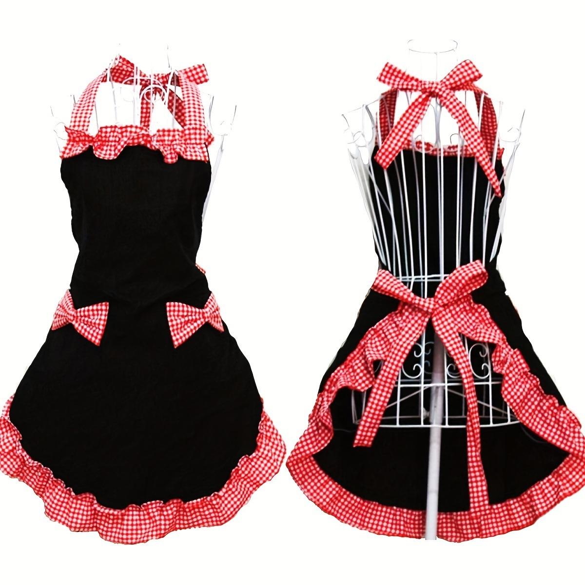 Cute Retro Apron for Women with Pockets, Vintage Kitchen Cooking Baking Gardening Apron, Adjustable with Waist Ties, Gift for Mom Wife Sister Grandma Home Essentials