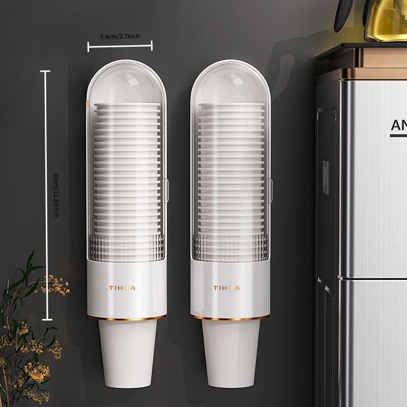 Double Color Plastic Cup with Transparent Lid, Space Saving Stackable Design, Durable Disposable Water Cup, Bathroom Kitchen Office Accessories, Plastic Clear Cups