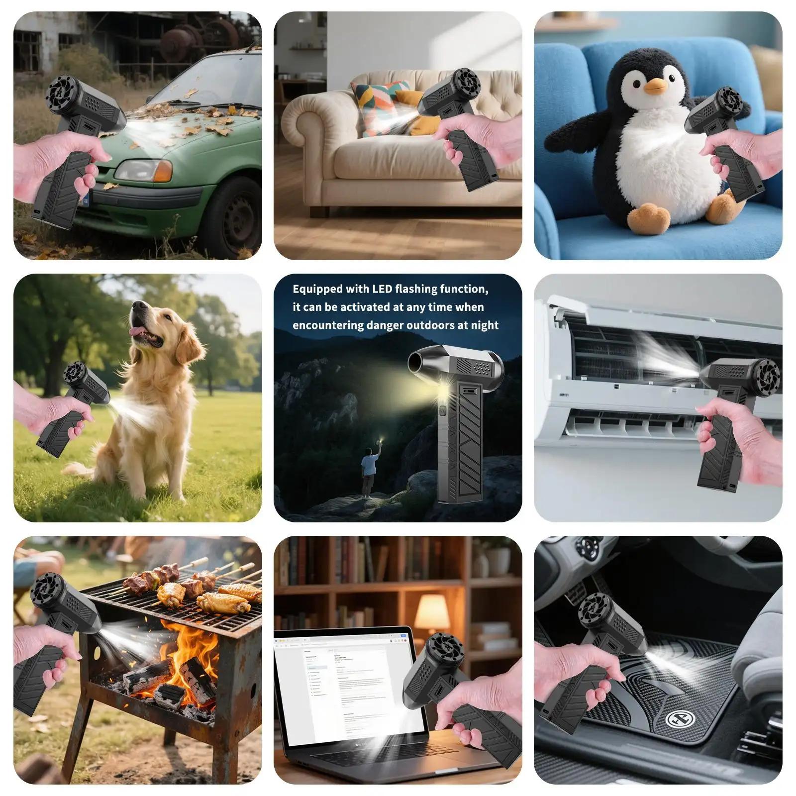 Powerful Wireless Turbine Blower, Rechargeable Electric Air Compressor Dust Remover, Portable Cordless Blow Gun, High-Performance Cleaning Tool