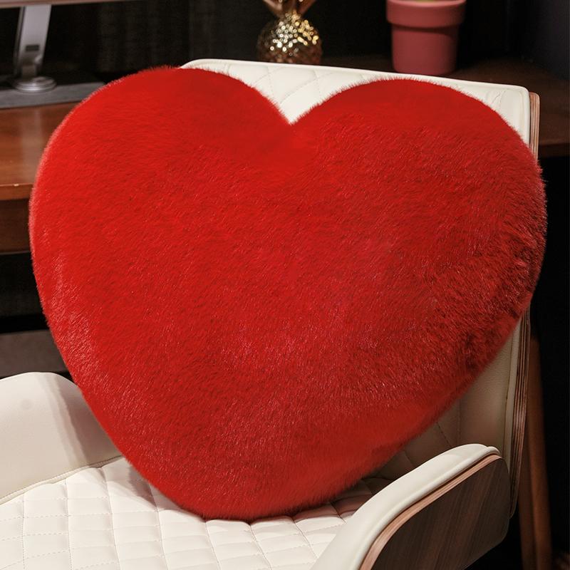 Heart Pillow with Pillow Core, Love Gift, Large Heart Shape, Sherpa Material, Room Décor, Throw Pillows for Living & Bedroom