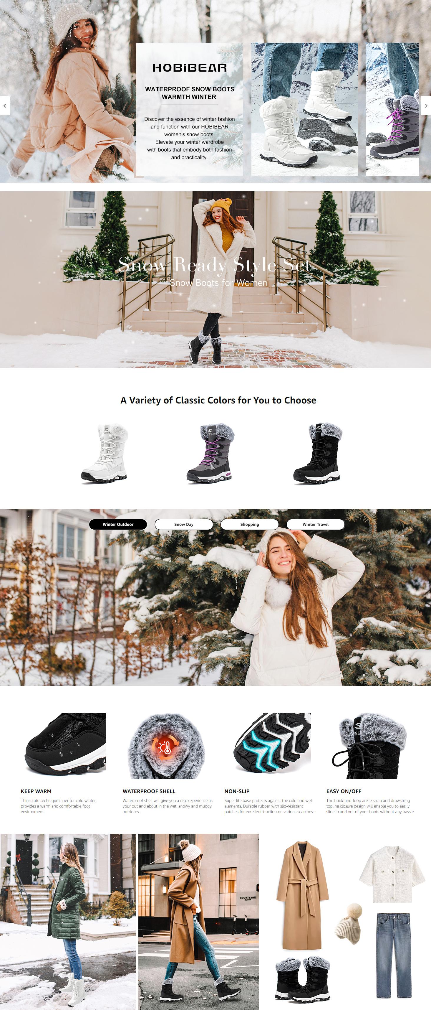 HOBIBEAR Women's Waterproof Winter Snow Boots Lightweight Warm Faux Fur Lined Mid-Calf Booties Thick walking boots