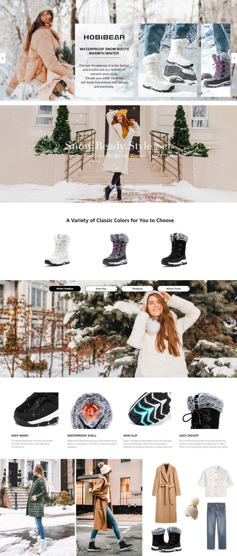 HOBIBEAR Women's Waterproof Winter Snow Boots Lightweight Warm Faux Fur Lined Mid-Calf Booties Thick walking boots