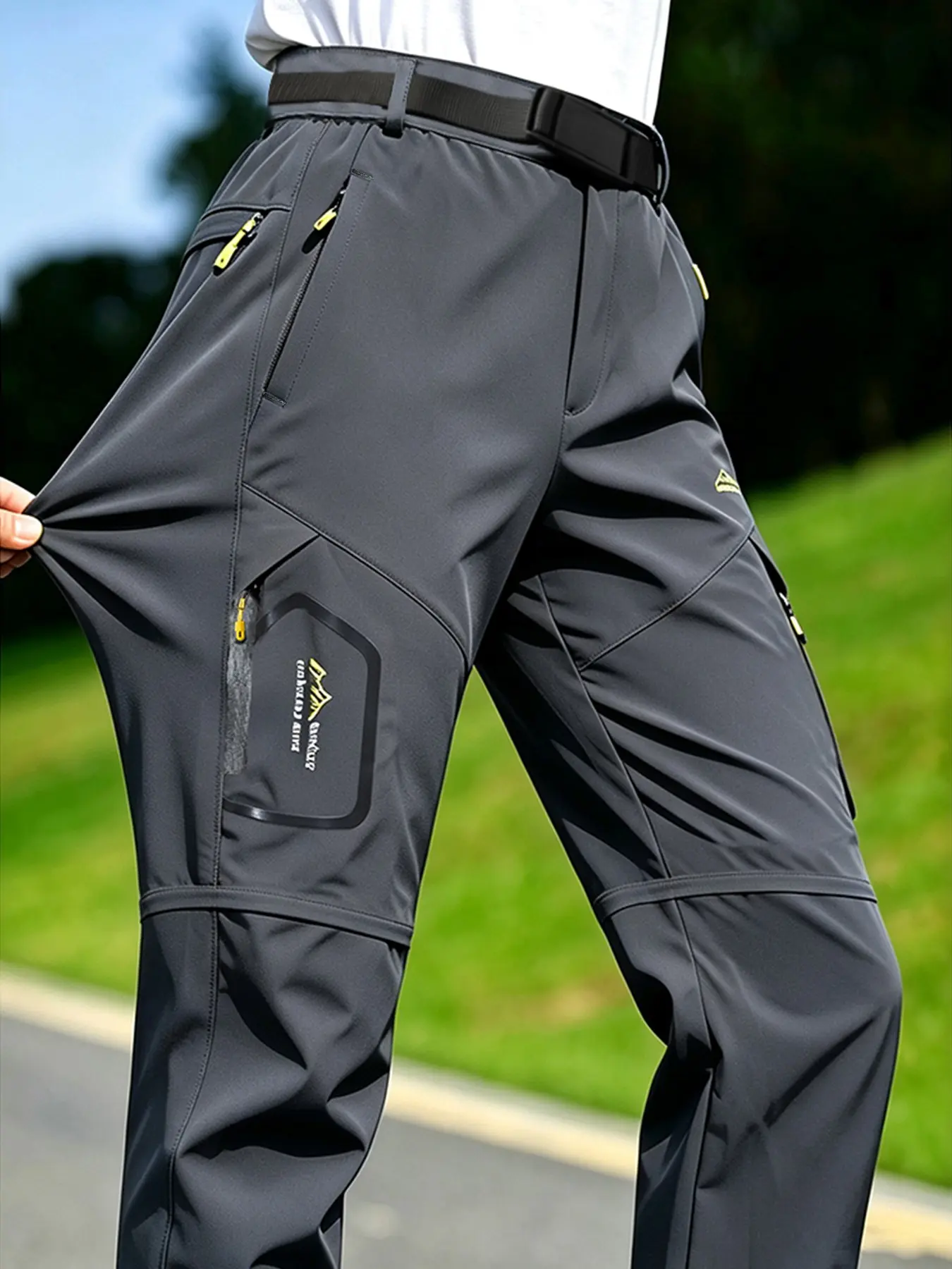 Men's Two-In-One Outdoor Hiking Pants, Convertible Long or Short Pants, Multi-Pocket Workwear, Ideal for Trekking, Fishing, Camping