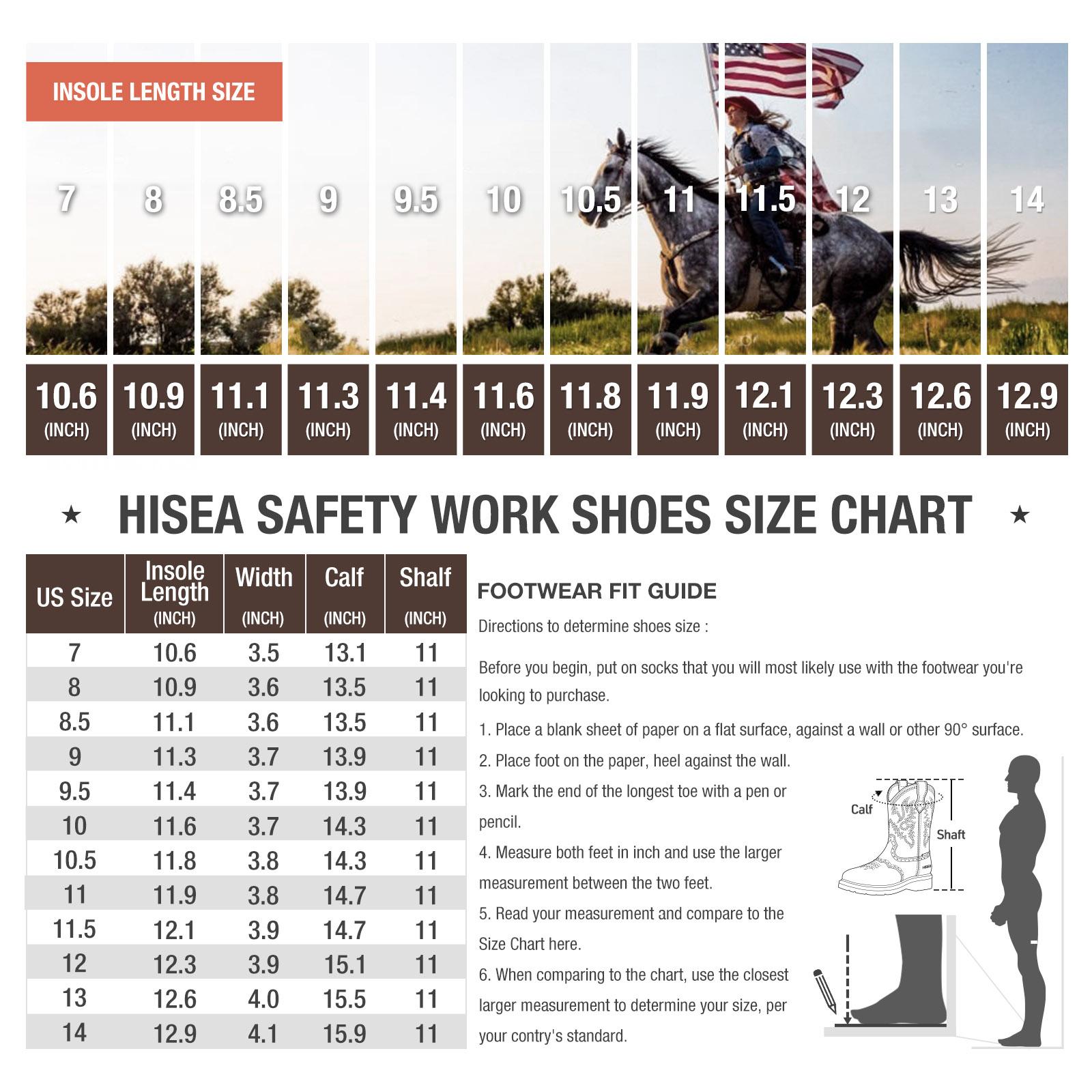 HISEA NINGO Men's Western Cowboy Work Boots - Steel Toe shoes Soft Toe  non slip work  Square Toe, Pull-On Leather Boots for Farming, Ranch & Construction Footwear Worker Closed Design steel toe shoes