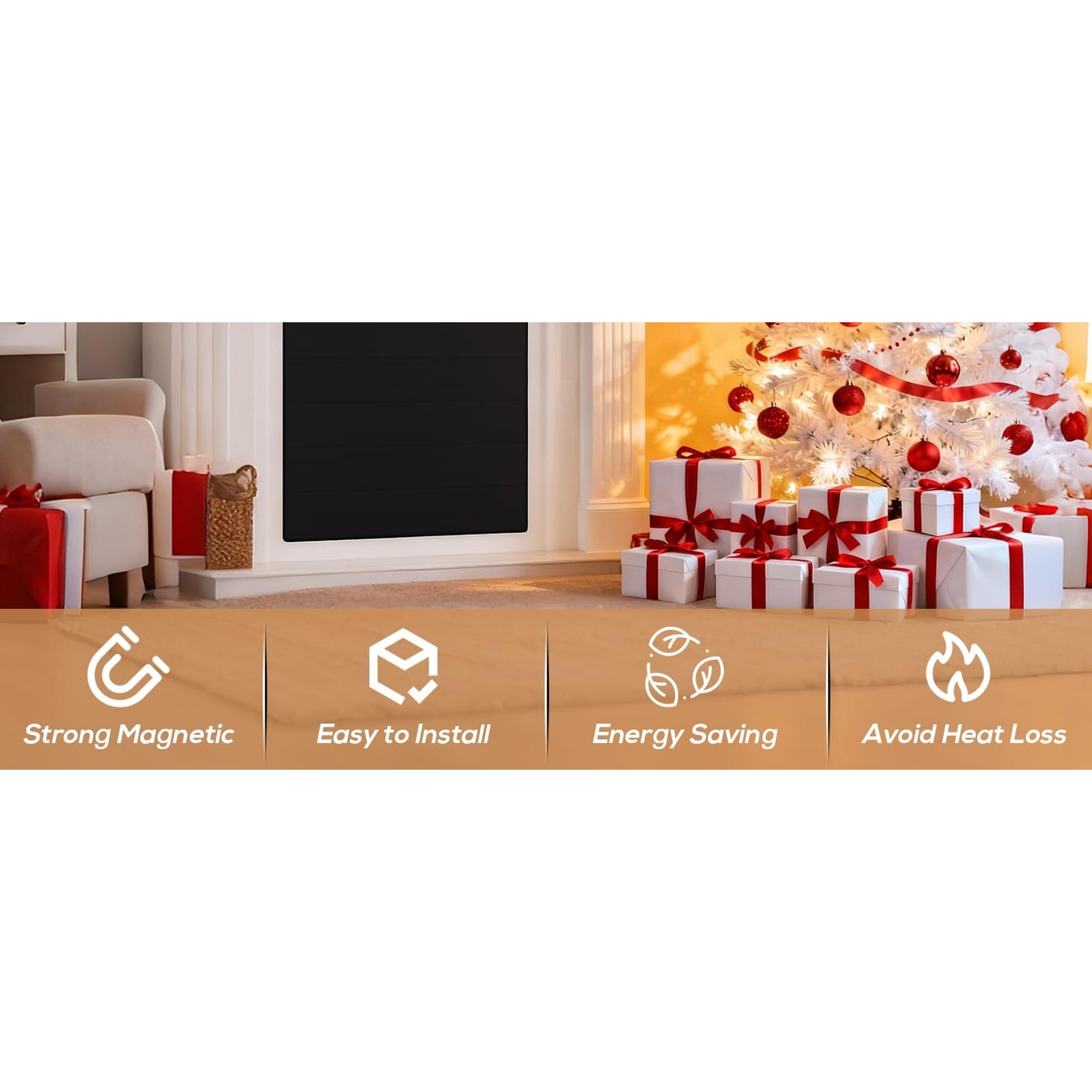 Magnetic Fireplace Cover - Stop Heat Loss & Keep Drafts Out with Built-in 12 Strong Magnets for Iron Fireplace Frame, 39x32 Inch
