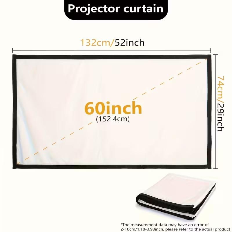 This 2K ultra-high-definition foldable projection screen is wall-mountable, washable, wrinkle-resistant, requires no power supply, and is made of plastic. It is an ideal choice for home theaters and office projection.