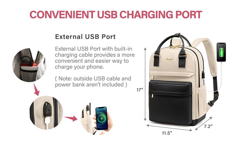 【Valentine's Day Gift】LOVEVOOK Laptop Backpack with USB Port, Backpack Purses for Women, Ideal Travel Backpacks for College, Work, Nursing, Travel, School Backpack, and Personal Item