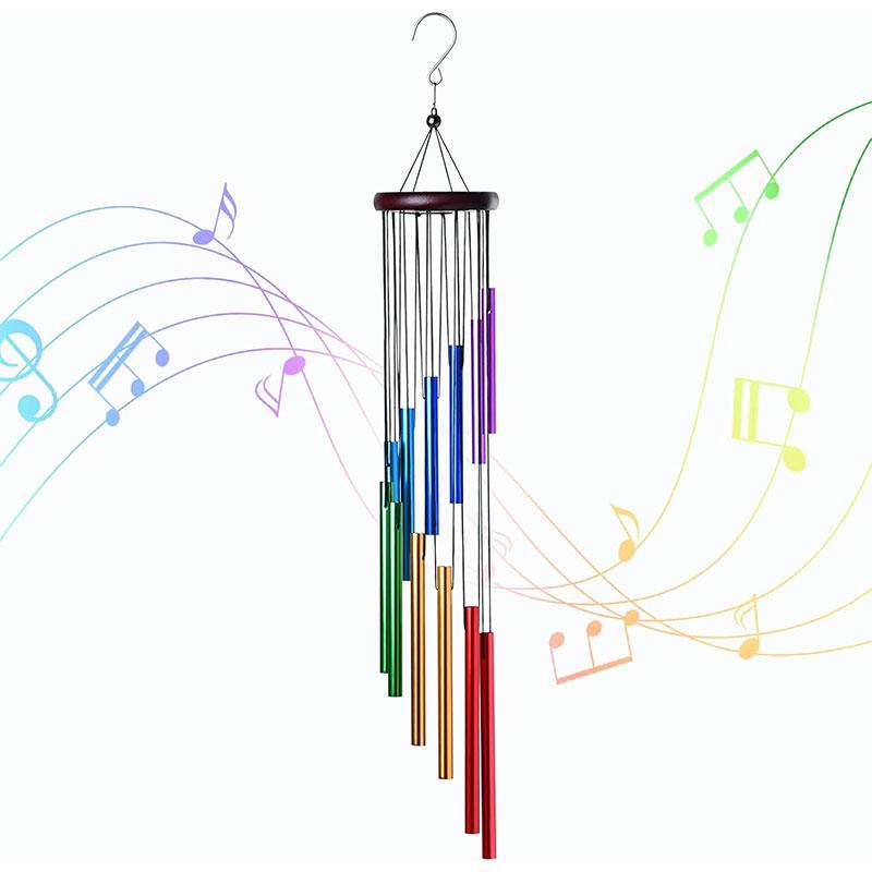 Outdoor Courtyard 12-Tube Colorful Hotel Wind Chime, Garden Balcony Decor, Healing Sound Wind Chime, Meditation Sleep Aid, Home Decoration Gift, Nordic Style, Perfect Holiday Birthday Gift