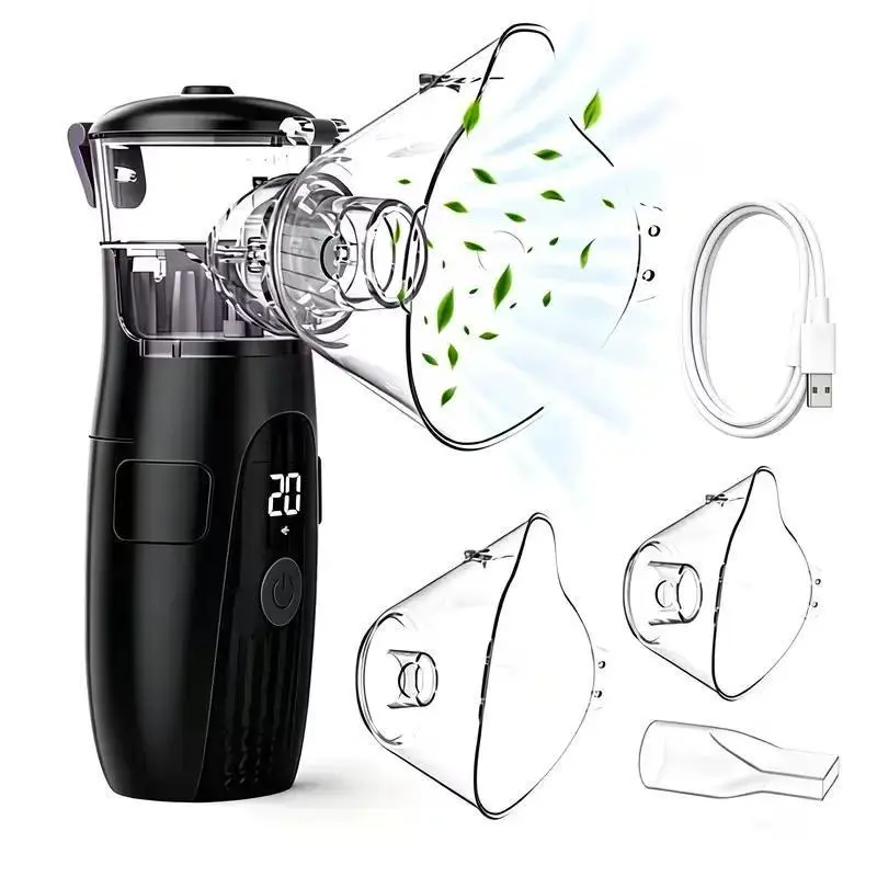 Portable Nebulizer Machine with LED Display, USB Rechargeable Mesh Nebulizer for Adults & Kids, Handheld Design, Compact Travel Size for Home & Travel