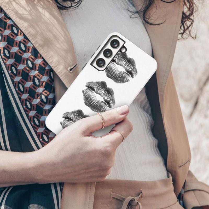Trendy Y2K Kiss Tough Phone Case, Aesthetic Cool Graphic Cover for iPhone 17 16 15 14 13 12 11 Pro Max, Stylish Protective Accessory