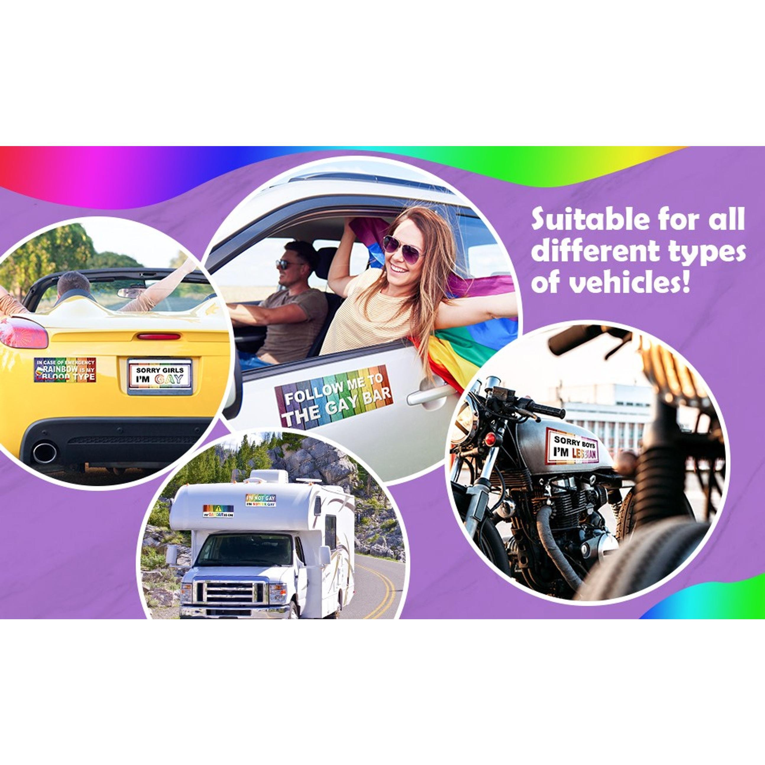 10 Pcs Funny LGBT Rainbow Bumper Decals Stickers Colorful Prank Car Stickers Magnetic Car Accessories for Truck Vehicle Luggage Window Refrigerator Stylish StyleGift