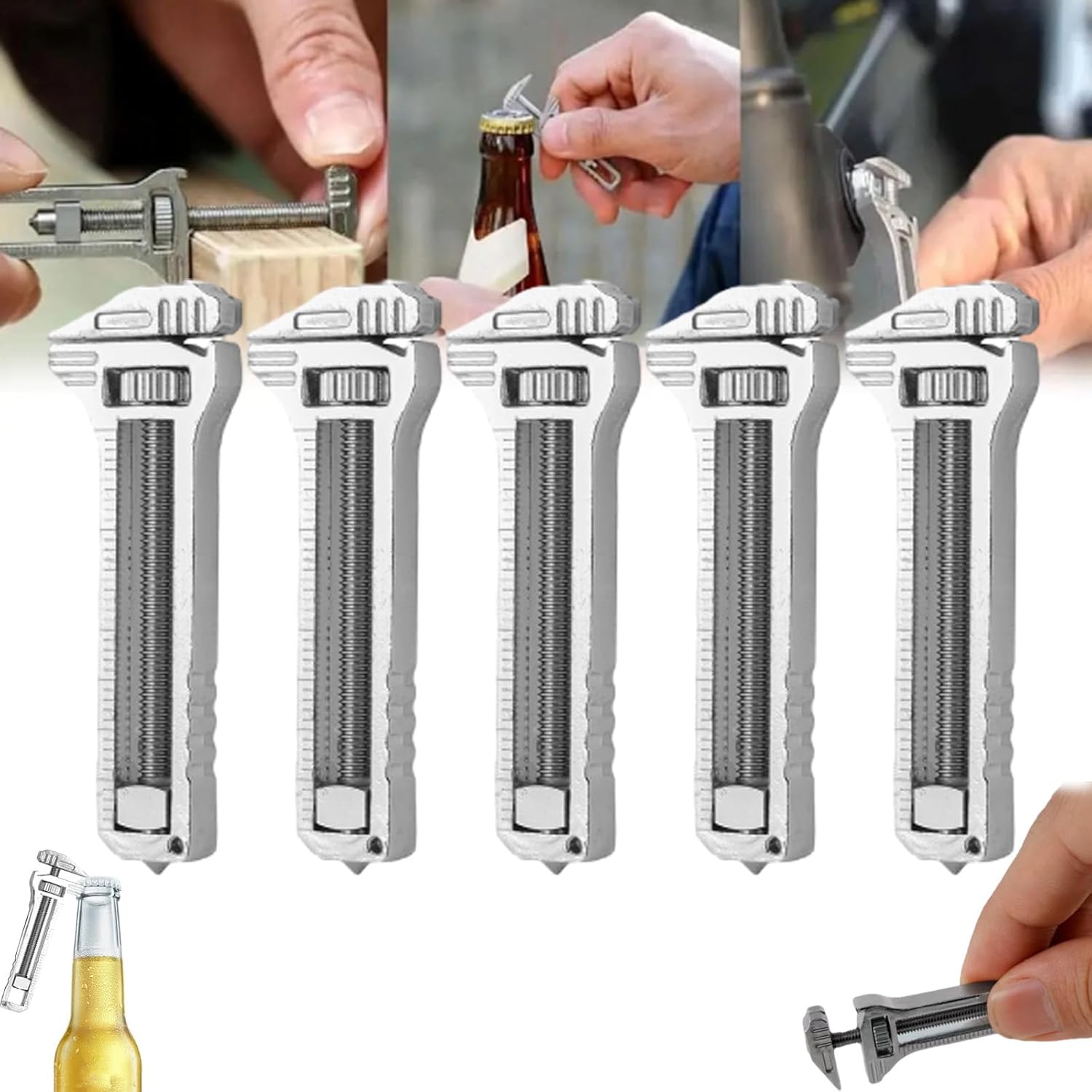 Titanium Alloy Multi-Function Tool, Portable Mini Adjustable Wrench, Bottle Opener Keychain, Ideal for Travel Hiking Fishing