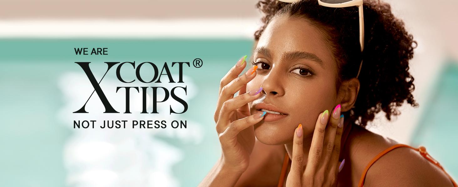 BTArtboxnails XCOATTIPS Press on Nails - 150pcs Brighter pastel Long Square or Almond or Coffin French Tips, Brighter pastel Soft Gel False Nail, Soak Off Acrylic Fake Nails Extensions