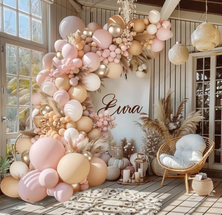 Boho Nude Beige Balloon Arch Kit - Neutral Bohemian DIY Easy Setup Garland Set for Wedding, Bridal Shower Photo Backdrop, Elegant Party Supplies