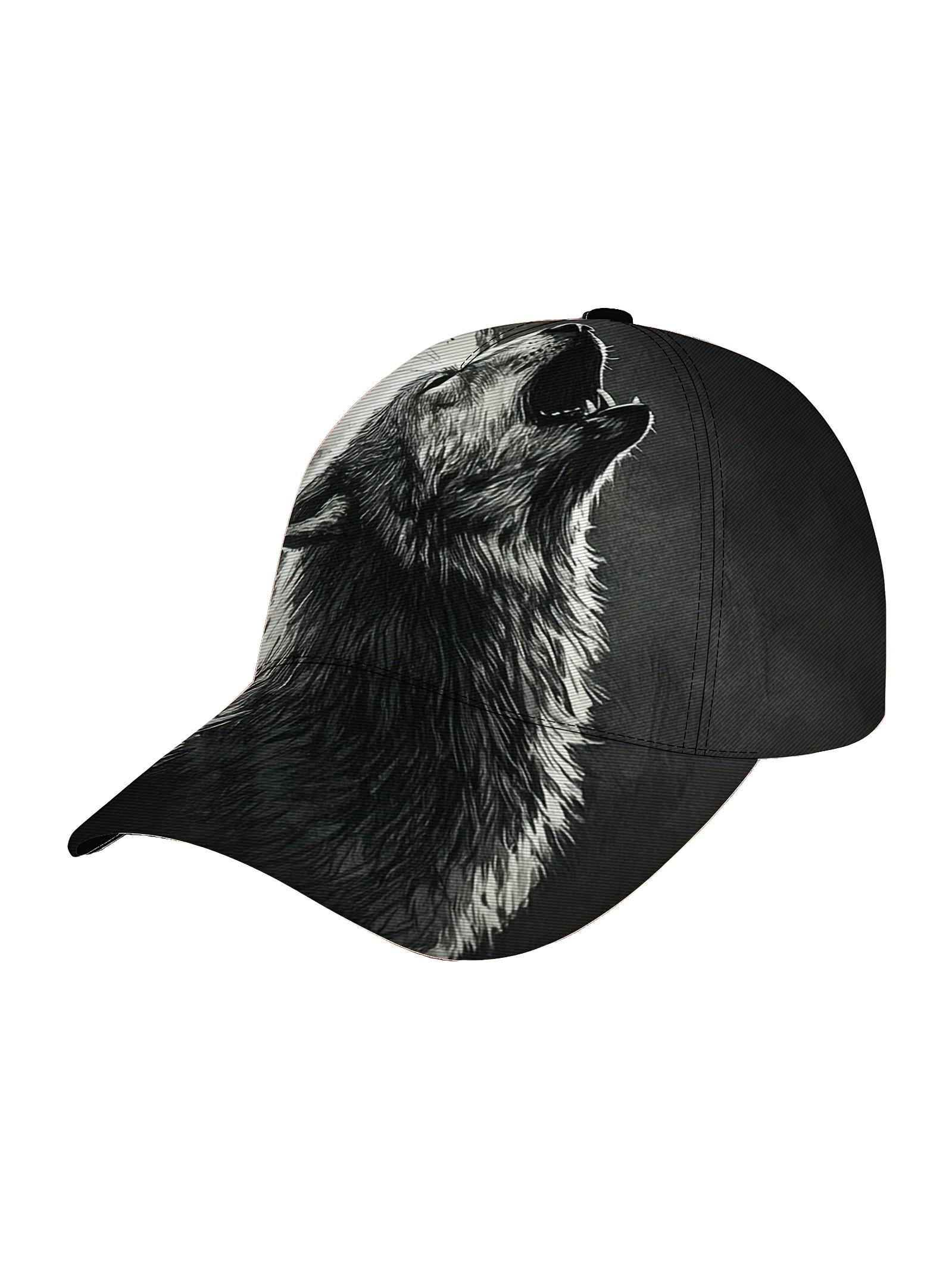 Adjustable Lightweight Baseball Cap, Adjustable Snapback Cap, Wolf Pattern Outdoor Sports Hat, Outdoor Hiking Hat, Durable Trendy Casual Wear, All Seasons Fitted Design