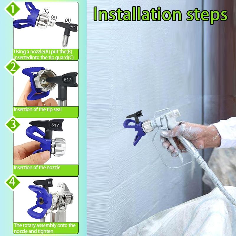 4 Pcs Airless Sprayer Nozzle Base, Airless Spray Gun Assembly Painting Nozzle Tool, Universal Replacement Parts Compatible with Airless Sprayer Paint, Spray Nozzle Tips (Includes 2 Red Nozzle Bases + 2 Blue Nozzle Bases)