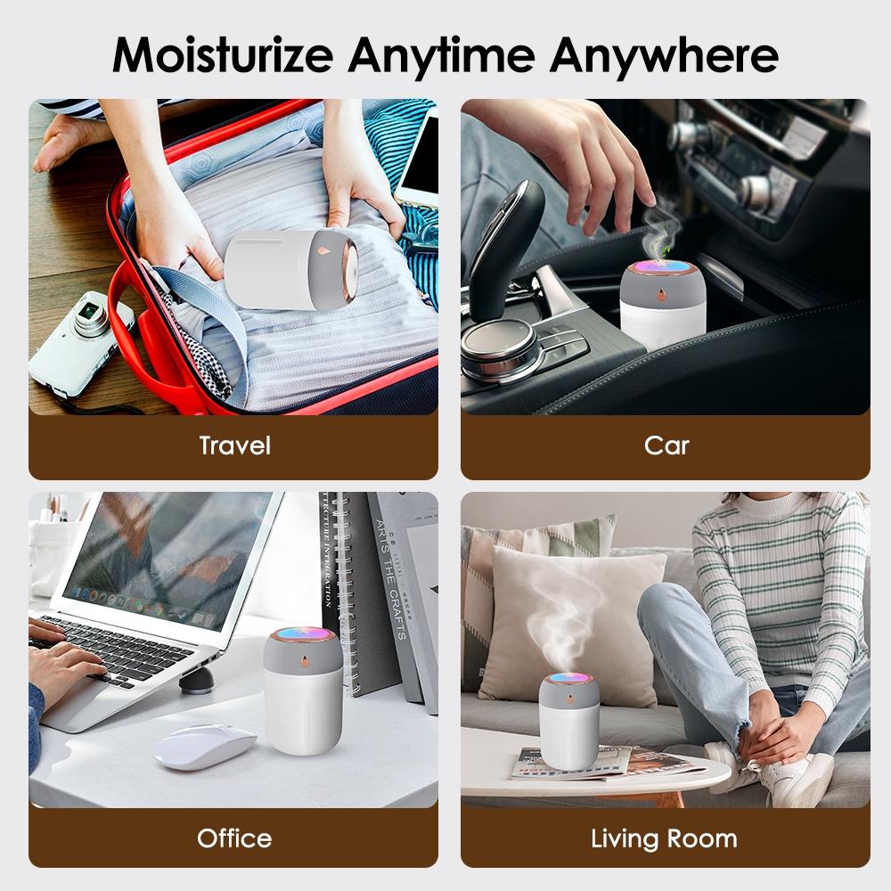 Mini Portable Air Humidifier with Colorful Light Small Air Atomizer USB Powered Humidifier Personal Desktop Humidifier for Car Office and Bedroom Mute Mist Maker Diffuser Home Desktop Humidifier