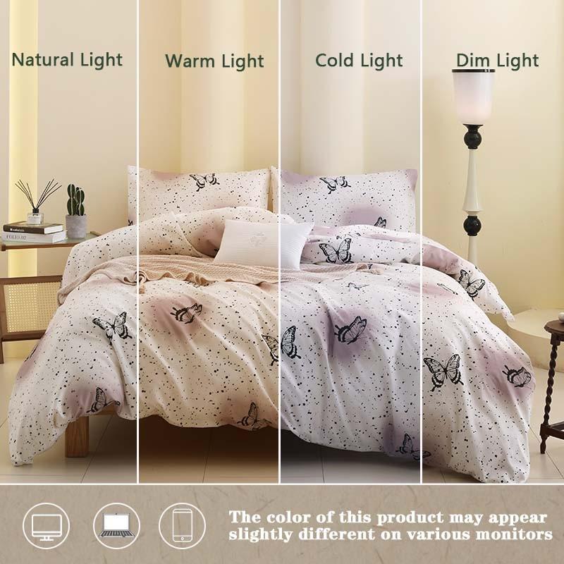 3-Piece Soft & Breathable White Butterfly Duvet Cover Set.Suitable for bedroom and guest room decoration.Includes 1 duvet cover and 2 pillowcases.Stylish and comfortable, an excellent bedding set and bedroom accessory.Ideal for all seasons.