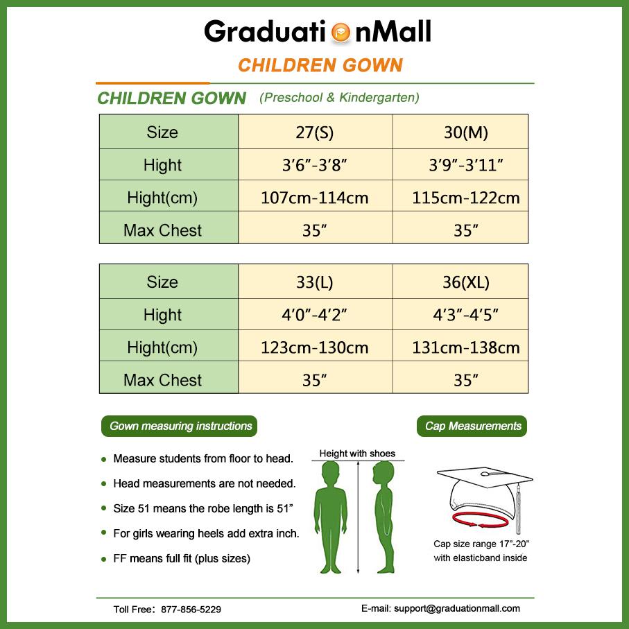 GraduationMall Shiny Kindergarten & Preschool Graduation Gown Cap Set with 2025 Tassel Class of 2025 Graduation Gifts for Children 3'6" to 3'8" Height