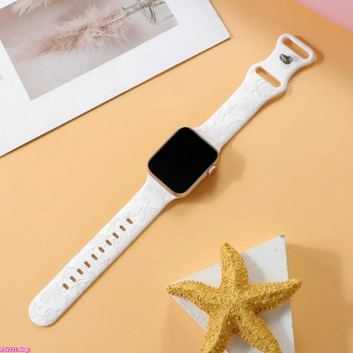 Women's Adjustable Floral Turtle Engraved Soft Silicone Standalone Smart Watch Strap - Casual Accessory for Series 1-11 Ultra SE Smartwatches (No Watch Included), DIY Bag Accessory