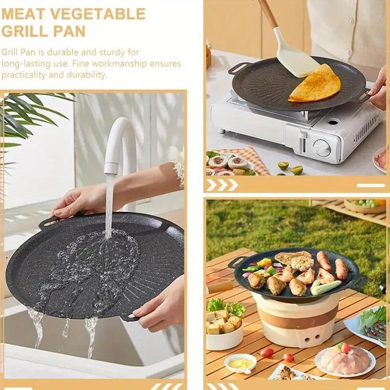 34cm Rice Stone Grill Plate, Sun Plate, Korean BBQ Plate, Suitable for Gas Stoves & Induction Cookers, Non-Stick, Outdoor Barbecue Essential Tool