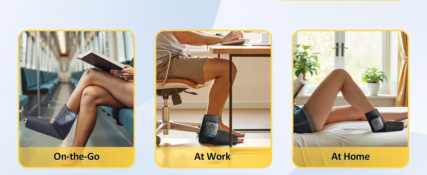 1 Pieces Cordless Rechargeable Foot Massager with Air Compression, Heating & DIY APP - Fits Sizes 6 to 10 for Smart Foot Care