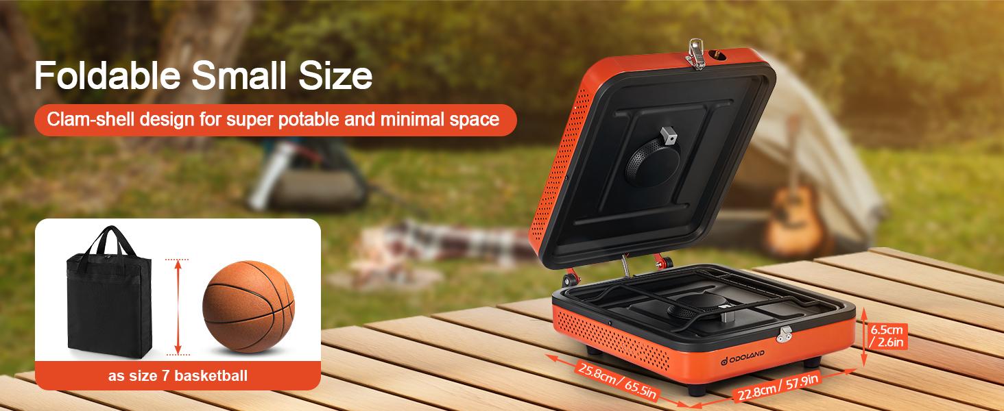 Odoland Portable 2 Burner Camping Stove Propane  with Griddle – 17000 BTU Gas Stove Collapsible Backpacking Stove for Indoor Outdoor Cooking Hiking and Picnic