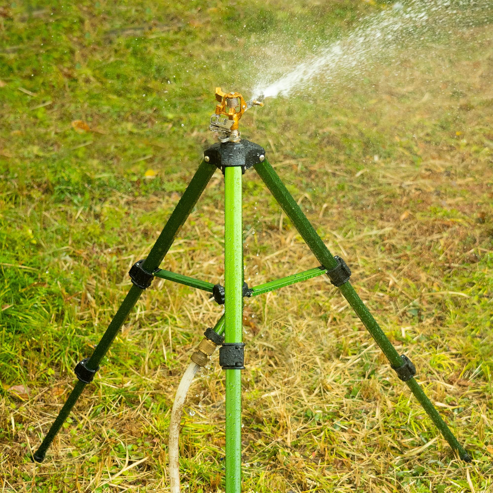 Hourleey Impact Sprinkler on Tripod Base, Heavy Duty Sprinklers for Yard Lawn Garden, 0-360 Degree Large Area Coverage