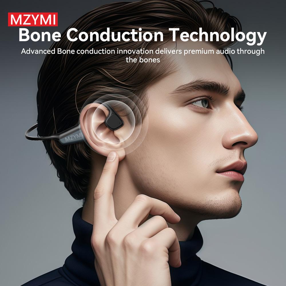 MZYMI i18pro Bone Conduction Neckband Wireless Earphones Headphones Sports Open Ear Headset With Mic Stereo Earbud Audio Black