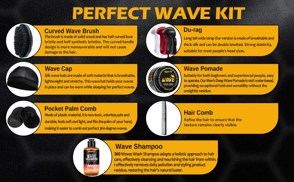 Waves Pomade-360 Waves Wash Shampoo Kit -Wave Shampoo for Black Men 360 Wave Shampoo Waves Shampoo Strenghtens Daily Nourishing