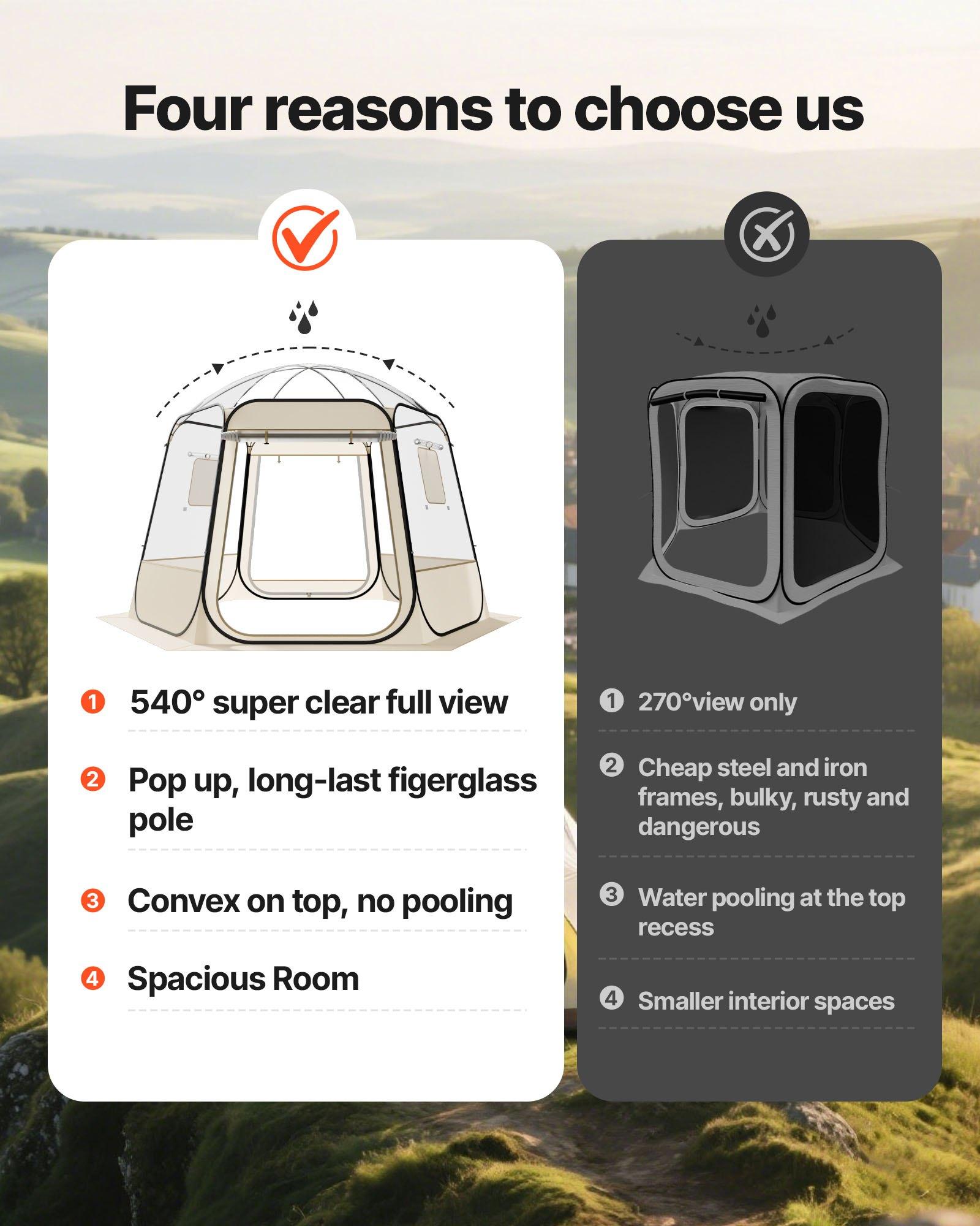 VEVOR Large Pop Up Bubble Tent, 10x9.2 ft Waterproof UV-Resistant Camping Shelter, Outdoor Dome Igloo Tent with Windows, 540 Panoramic View, for 5-8 People Patio Backyard