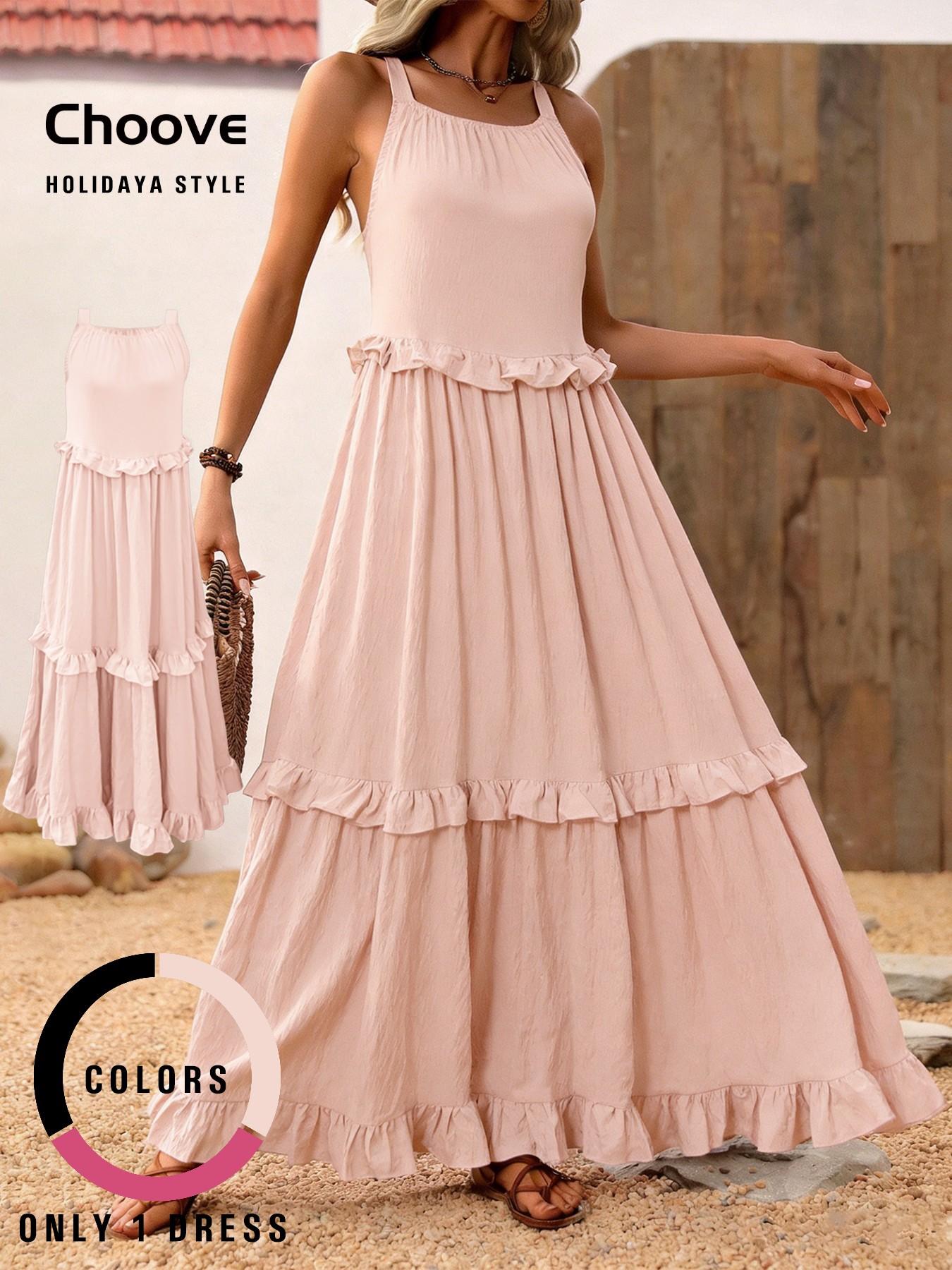 Women's Maxi Dress with Ruffled Hem, Sleeveless Loose Fit Casual Cute Plain Dress for Summer Vacation, All Seasons Wear - TikTok Shop Women's Maxi Dress with Ruffled Hem, Sleeveless Loose Fit Casual Cute Plain Dress for Summer Vacation, All Seasons Wear - TikTok Shop