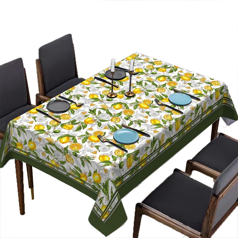 Fresh lemon patterned printed tablecloth, versatile throughout the four seasons, suitable for decorating dining tables and parties in kitchens, hotels, and restaurants, enhancing dining atmosphere, and a must-have for home decoration.