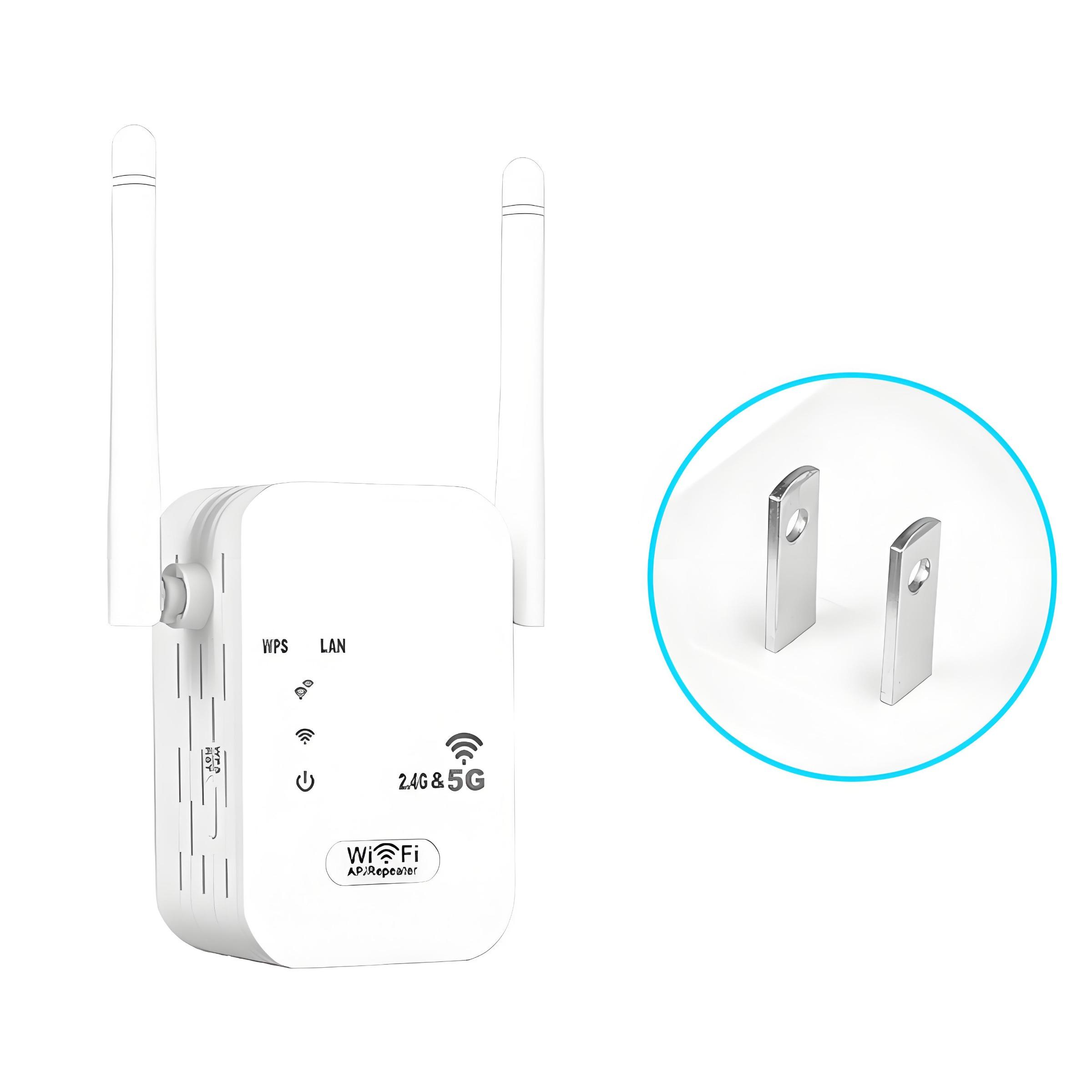 WiFi Extender Internet Signal Booster, 2.4&5g Wireless Repeater, 6000 Sq.ft Coverage, Ethernet Port, 1-Key Setup, Long Range for Home, 35 Devices