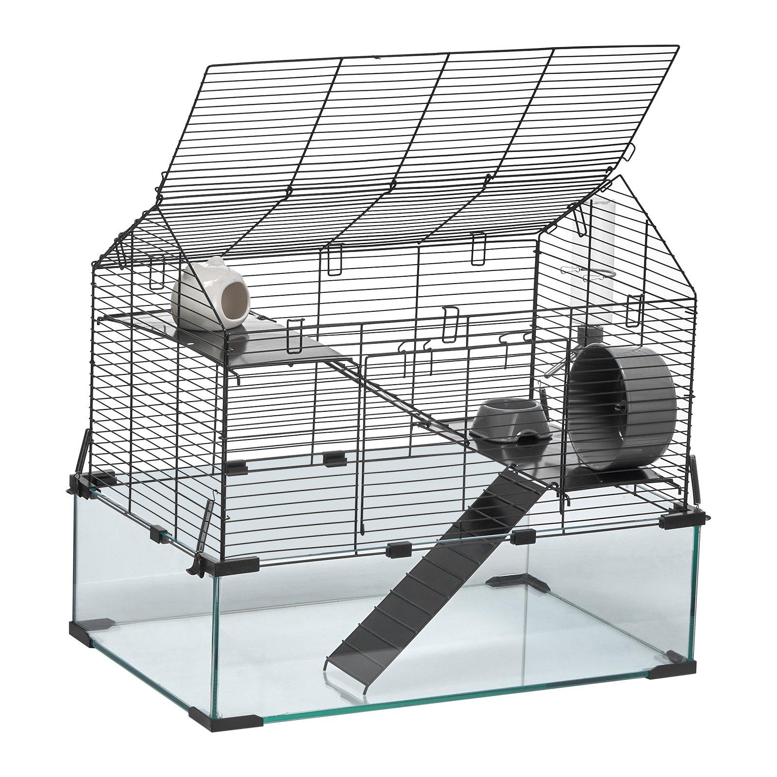 fathersdaygift  VEVOR Hamster Cage, 360 Viewing Transparent Hamster Habitats, Small Animal Cage, 22.8x 15x 21.3 in, Ventilated Pet Mouse Cages with Water Bottle, Portable Hamster House for Rats, Guinea Pigs