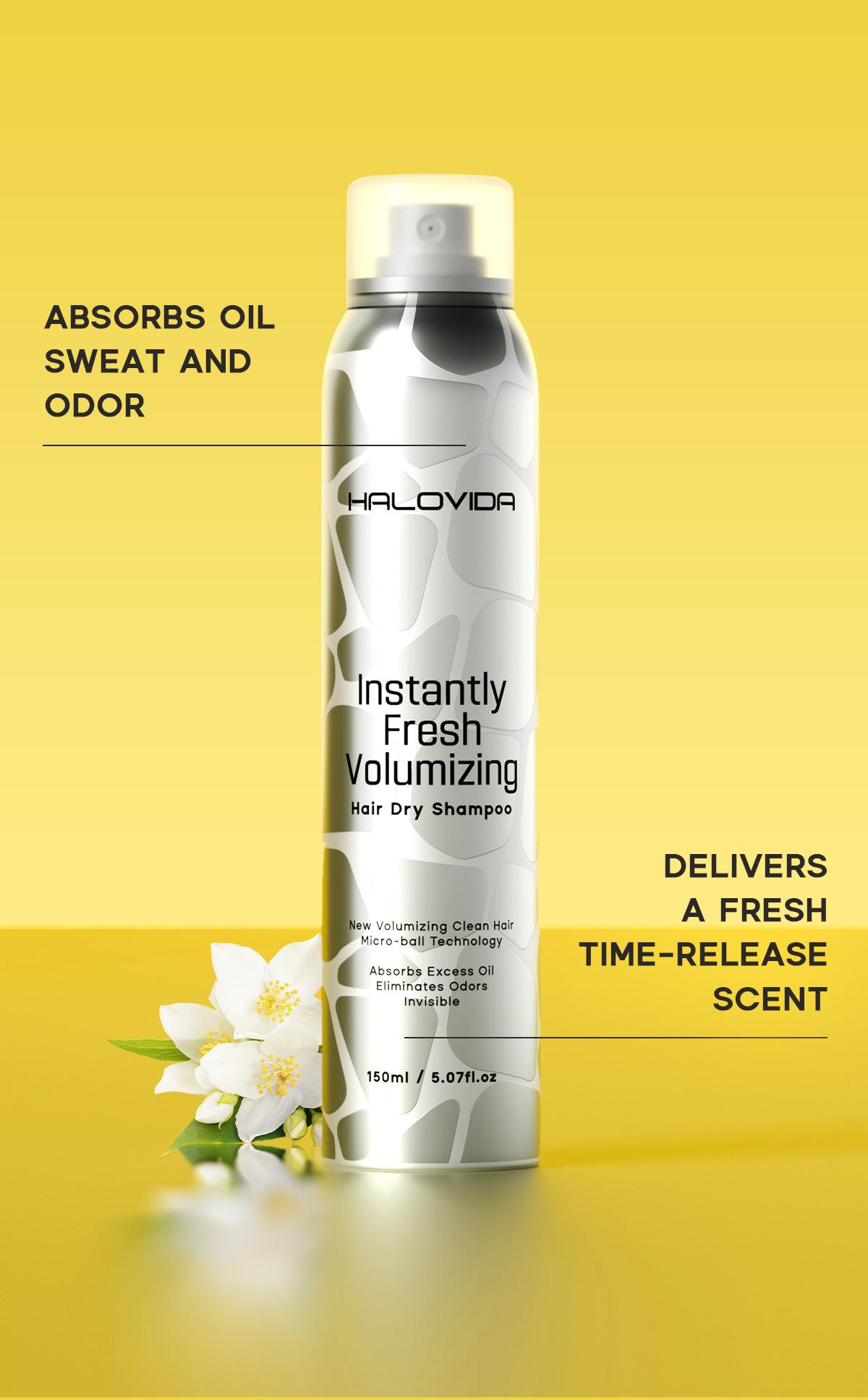 Halovida Instant Fresh Volumizing Invisible Dry Shampoo - Organic Cleansing Conditioner for Voluminous & Hydrated Hair, Absorbs Oils,Gentle,Clarifying Shampoo(150ml/60ml)