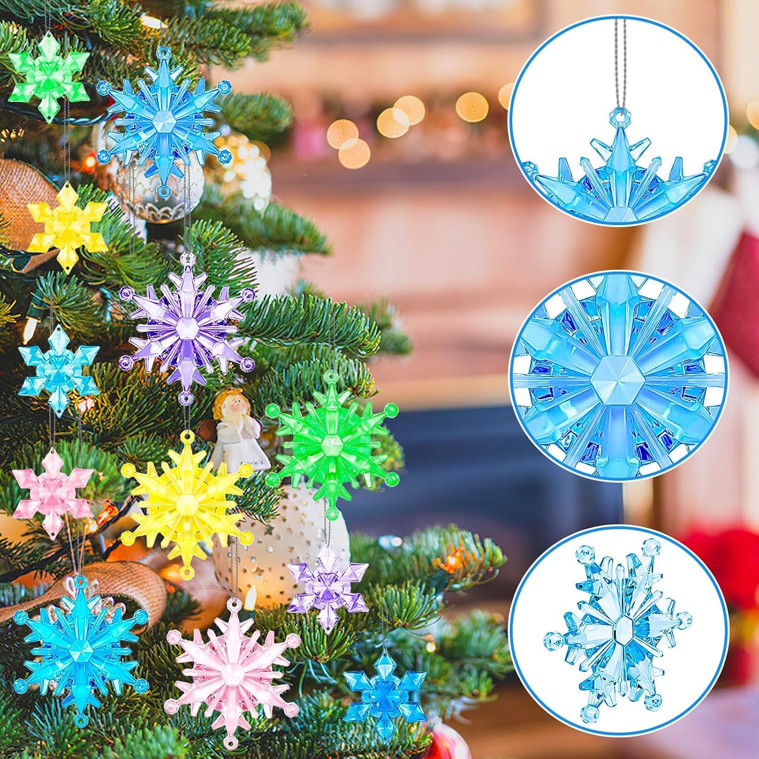 60 count Christmas Winter Snowflake Ornaments Winter Snowflake