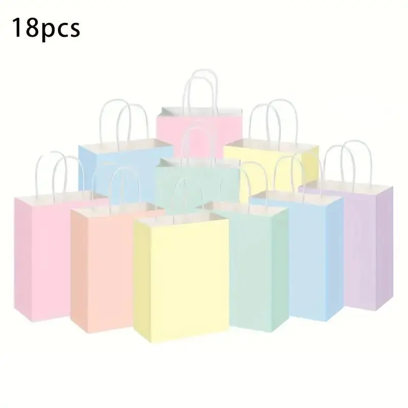 Colorful Kraft Paper Gift Bags with Handles, 12-30pcs Set, Perfect for Parties, Birthdays, Holidays, Multi-Purpose Use, 6 Vibrant Colors, Party Gift Packs, Party Favor Bags