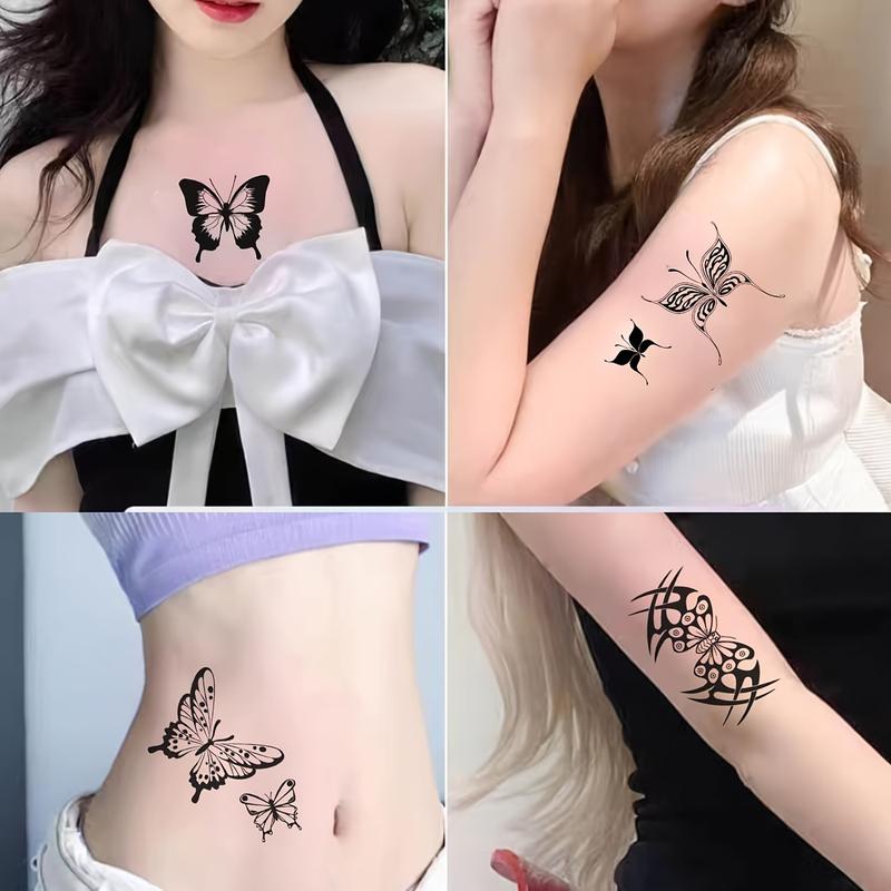 Temporary Tattoo Stickers with Butterfly Design, Waterproof Fake Tattoos for Women, Durable Party Use, Finger Wrist Clavicle