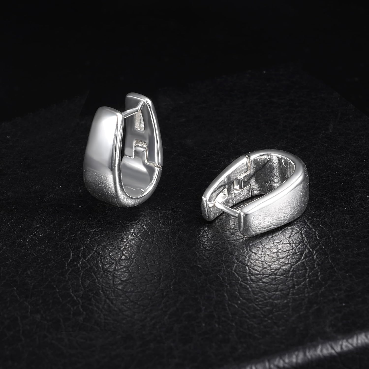 925 Sterling Silver Earrings Small Chunky Silver Earrings for Women 14K Gold Plated Small Hoop Earrings Silver Hypoallergenic Earrings Small Thick Huggie Hoops Earrings