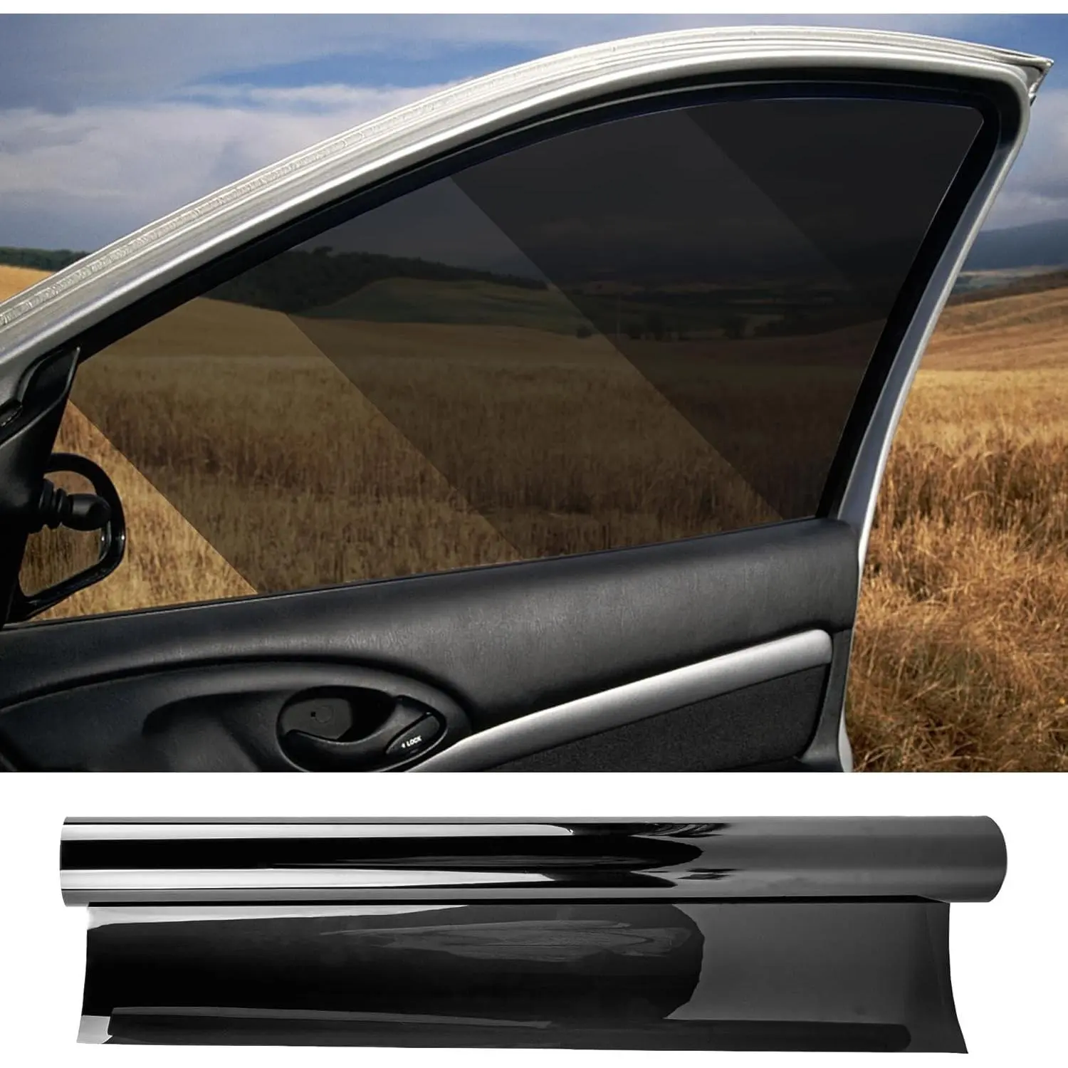 Car Window Tint Film 5% VLT, 24" in x 15' FT UVR 99% Heat& UV Block, Scratch Resistant, undisturbed Signal, Privacy Film for Windshield, Professional Auto Car Tint Roll