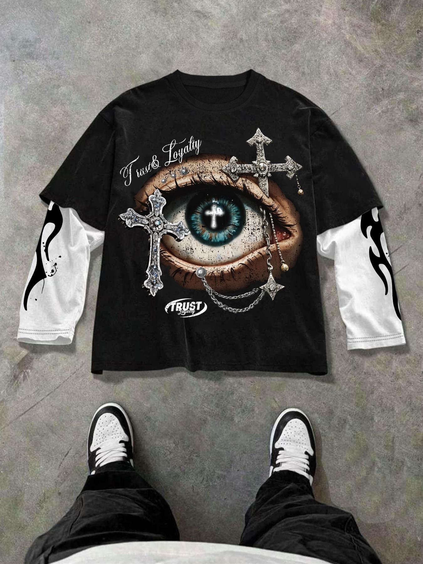 Trendy Short Sleeve & Patchwork Long Sleeve Tee Set, Street Style Fashion, Unique Layered Design, Perfect for Trendsetters