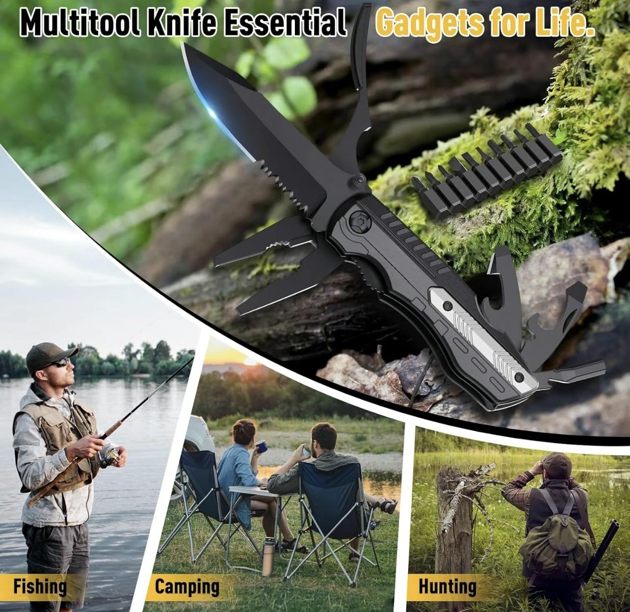 A variety of multifunctional folding knife tools, high hardness stainless steel, can be used for outdoor men's Christmas gift EDC pocket