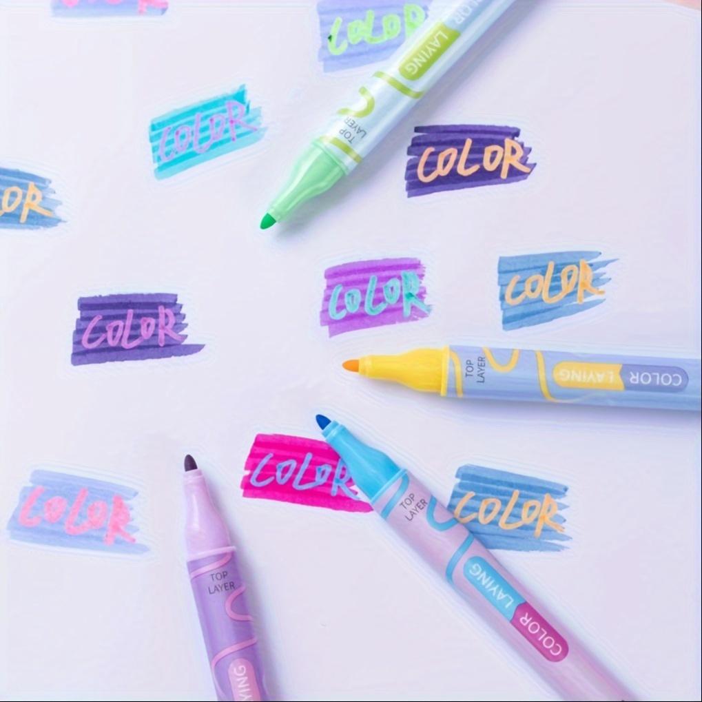 8/16 color highlighter pen set, double-ended two-color marker pen, color-changing magic pen, creative pen, Holiday gift pen, non-transparent, non-fading, suitable for diary, school and office supplies - ideal Christmas and Easter gifts