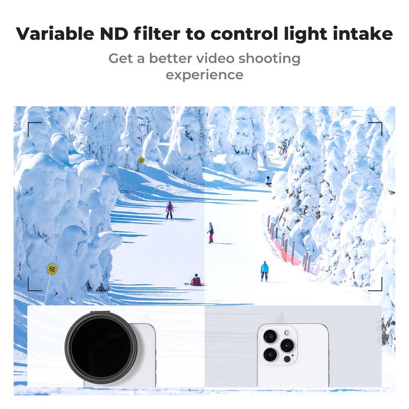 [K&F CONCEPT]Clip On 67mm CPL Magnetic Phone Lens Filter Kit, Phone Clip with Magnetic Adapter Ring/Cold Shoe/Locking Knob, Polarizer Filter for iPhone 16 15 Pro Max 14 13