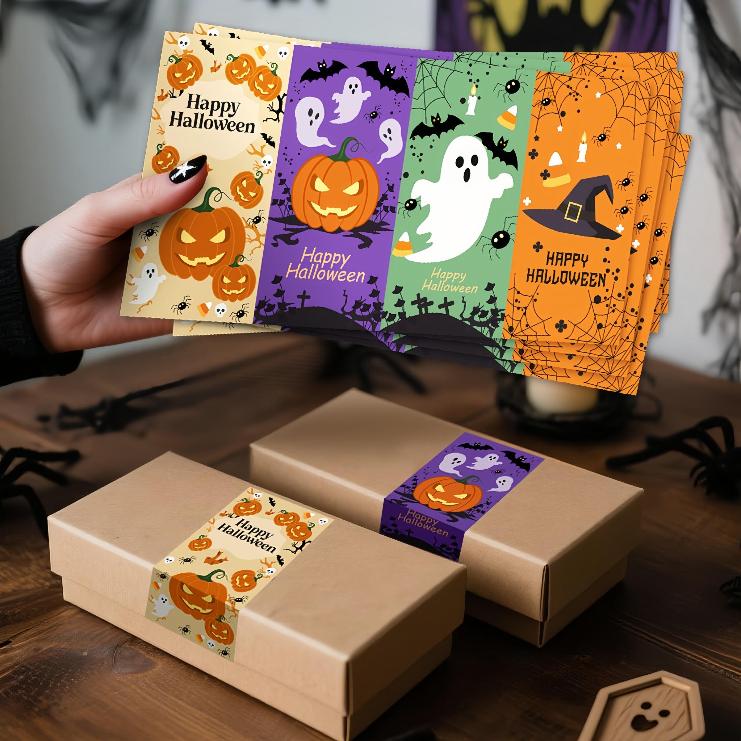 Halloween Sealing Stickers, Large Rectangular Labels for DIY Gifts & Baking, Holiday Tags for Wrapping & Stationery Decoration