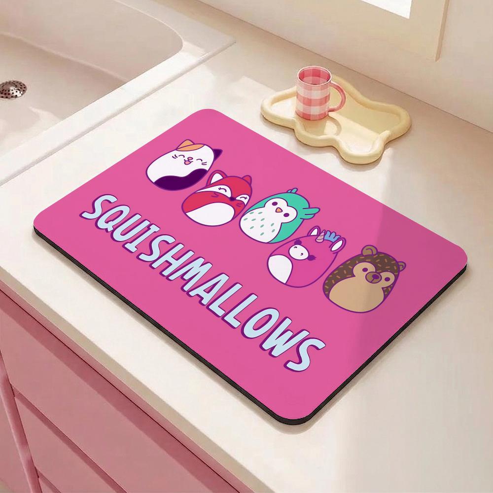 Squishy S-SsquishmallowsS Floor Mat Eco Friendly Diatomite Antibacterial Odor Resistant Floor Mat Super Absorbent Quick Drying Non Slip Washable Bath Rug for Kitchen Bathroom Shower Home Decor